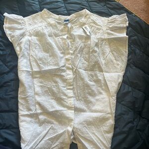 Old Navy White Button-Up Jumpsuit